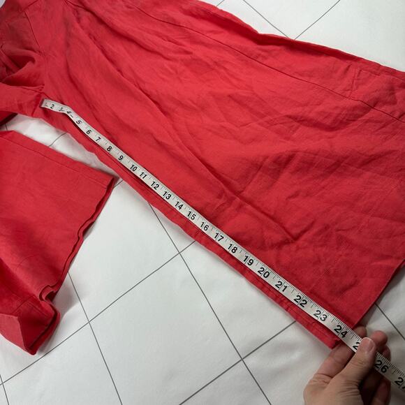 Athleta Pants Women 2 Coral Playa Linen Wide Leg Crop Slit Relaxed Casual Resort - Picture 11 of 13